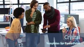  Presentation with diverse business people - PPT layouts enhanced with diverse-group-of-business-people background and a ocean colored foreground