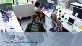  Presentation with diverse business people - Cool new slides with diverse-group-of-business-people backdrop and a light blue colored foreground