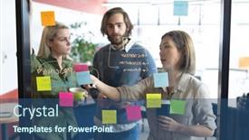  Presentation with diverse business people - Colorful presentation design enhanced with diverse-group-of-business-people backdrop and a ocean colored foreground