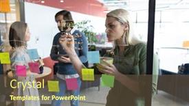  Presentation with diverse business people - Cool new theme with diverse-group-of-business-people backdrop and a tawny brown colored foreground