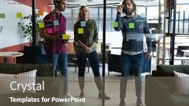  Presentation with diverse business people - Slide set consisting of diverse-group-of-business-people background and a gray colored foreground