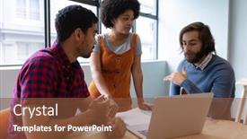  Presentation with diverse business people - Beautiful PPT layouts featuring diverse-group-of-business-people backdrop and a tawny brown colored foreground