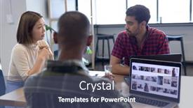  Presentation with diverse business people - Colorful slide deck enhanced with diverse-group-of-business-people backdrop and a ocean colored foreground