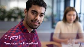  Presentation with diverse business people - Theme enhanced with diverse-group-of-business-people background and a violet colored foreground