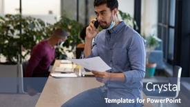  Presentation with diverse business people - Slide deck consisting of diverse-group-of-business-people background and a ocean colored foreground