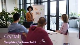  Presentation with diverse business people - Colorful slide deck enhanced with diverse-group-of-business-people backdrop and a tawny brown colored foreground
