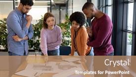  Presentation with diverse business people - Theme with diverse-group-of-business-people background and a coral colored foreground