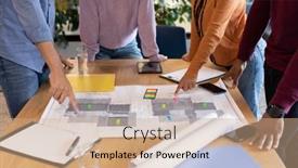  Presentation with diverse business people - PPT theme consisting of diverse-group-of-business-people background and a coral colored foreground