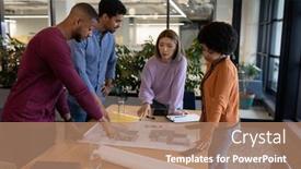  Presentation with diverse business people - Audience pleasing PPT layouts consisting of diverse-group-of-business-people backdrop and a coral colored foreground