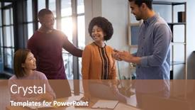  Presentation with diverse business people - Slide deck with diverse-group-of-business-people background and a coral colored foreground