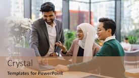  Presentation with diverse business people - Theme enhanced with diverse-group-of-business-people background and a coral colored foreground