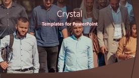  Presentation with walking together - Presentation theme with diverse-group-of-businessmen background and a tawny brown colored foreground