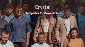  Presentation with walking together - Presentation design having diverse-group-of-businessmen background and a tawny brown colored foreground