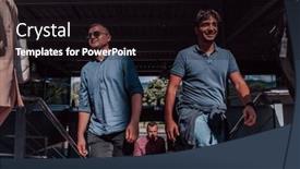  Presentation with walking together - Presentation design enhanced with diverse-group-of-businessmen background and a black colored foreground