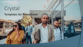  Presentation with walking together - Presentation theme consisting of diverse-group-of-businessmen background and a lemonade colored foreground