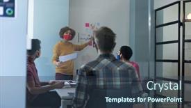  Presentation with hygiene - Slide deck enhanced with diverse-group-of-colleagues-wearing background and a tawny brown colored foreground