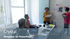  Presentation with face masks - Cool new theme with diverse-group-of-colleagues-wearing backdrop and a seafoam green colored foreground