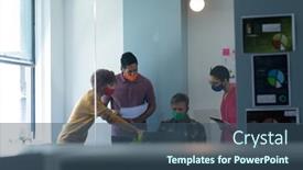  Presentation with face masks - PPT layouts enhanced with diverse-group-of-colleagues-wearing background and a ocean colored foreground