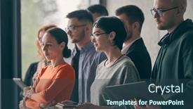  Presentation with team group - Slides featuring diverse-group-of-entrepreneurs background and a  colored foreground