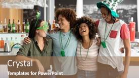  Presentation with saint patrick day - Amazing presentation theme having diverse-group-of-friends-celebrating backdrop and a coral colored foreground