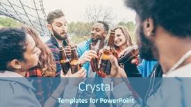  Presentation with bad weather - Amazing presentation having diverse group of friends enjoying a beer in the park despite the bad weather backdrop and a ocean colored foreground