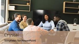  Presentation with mental health group therapy - Slide set having diverse-group-of-friends and a coral colored foreground