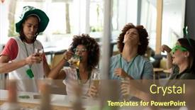  Presentation with saint patrick day - Slide set having diverse-group-of-happy-friends background and a violet colored foreground