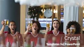  Presentation with sports bar sports bar - PPT theme consisting of diverse-group-of-male background and a tawny brown colored foreground