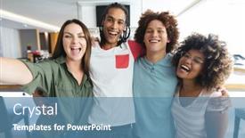  Presentation with selfie - PPT theme consisting of diverse-group-of-male background and a teal colored foreground