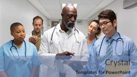  Presentation with healthcare - Slides having diverse-group-of-male background and a teal colored foreground