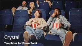  Presentation with people enjoying - Presentation theme featuring diverse-group-of-people-enjoying background and a tawny brown colored foreground