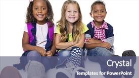  Presentation with diverse kids - PPT layouts enhanced with diverse group of school kids background and a ocean colored foreground