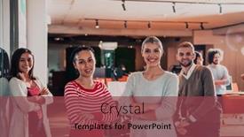  Presentation with diverse business people - PPT theme with diverse-group-of-successful-business background and a violet colored foreground