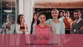  Presentation with diverse business people - Presentation theme featuring diverse-group-of-successful-business background and a violet colored foreground