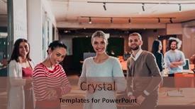  Presentation with diverse business people - PPT layouts consisting of diverse-group-of-successful-business background and a violet colored foreground