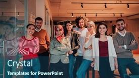  Presentation with diverse business people - Presentation featuring diverse-group-of-successful-business background and a ocean colored foreground