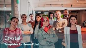  Presentation with diverse business people - Presentation theme enhanced with diverse-group-of-successful-business background and a ocean colored foreground