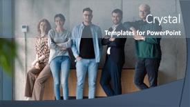  Presentation with fulfillment - Presentation theme featuring diverse-group-of-successful-businessmen background and a  colored foreground