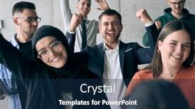  Presentation with fulfillment - PPT theme having diverse-group-of-successful-businessmen background and a  colored foreground