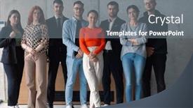  Presentation with fulfillment - Presentation theme featuring diverse-group-of-successful-businessmen background and a  colored foreground