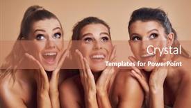  Presentation with diverse women - Audience pleasing presentation theme consisting of diverse-group-of-women-isolated backdrop and a coral colored foreground