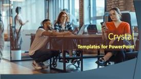  Presentation with collaborative - Presentation having diverse-group-of-young-business and a  colored foreground