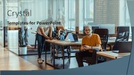  Presentation with collaborative - PPT theme enhanced with diverse-group-of-young-business and a light blue colored foreground