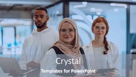  Presentation with group - Presentation theme featuring diverse-group-of-young-business and a gray colored foreground