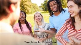  Presentation with diverse students - PPT layouts consisting of diverse-group-of-young-people background and a coral colored foreground