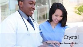  Presentation with medical laptop - Audience pleasing theme consisting of  backdrop and a  colored foreground