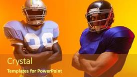  Presentation with american football - Slide set featuring diverse-male-american-football-players background and a tawny brown colored foreground