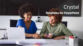  Presentation with blueprint - Amazing PPT layouts having diverse-male-and-female-colleagues backdrop and a wine colored foreground