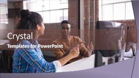  Presentation with design work - Amazing theme having diverse-male-and-female-colleagues backdrop and a tawny brown colored foreground