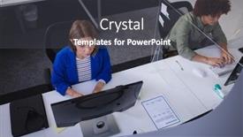  Presentation with trainee nurse sitting by female - PPT layouts featuring diverse-male-and-female-colleagues background and a dark gray colored foreground